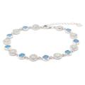 Silberarmband mit weißem, blauem Opal und Zirkonien