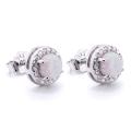 Silberohrringe mit weißem Opal und Zirkonia
