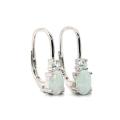 Silberne Ohrringe mit weißem Opal und Zirkonen