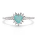 Silberring Herz mit Aquamarin und Zirkonen