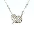 Silberkette mit festem Blattornament mit Zirkon