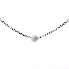 Silberkette mit festem Kugelornament mit weißem Opal