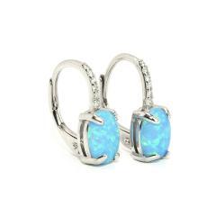 Silberne Ohrringe mit blauem Opal und Zirkonen