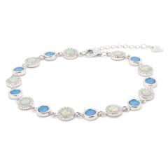 Silberarmband mit weißem, blauem Opal und Zirkonien