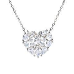 Silberkette mit festem Herzornament und Zirkonia