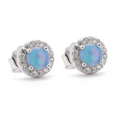 Silberohrringe mit blauem Opal und Zirkonia