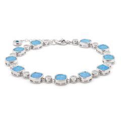 Silberarmband mit blauem Opal und Zirkonia