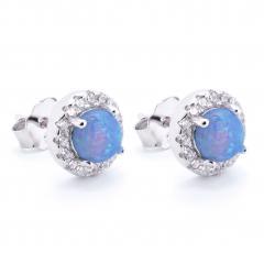 Silberohrringe mit blauem Opal und Zirkonia