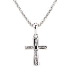 Silberner Kreuz-Anhänger mit Zirkonen