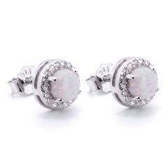 Silberohrringe mit weißem Opal und Zirkonia