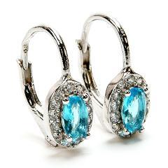 Silberne Ohrringe mit Aquamarin und Zirkonen