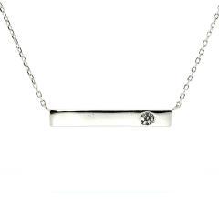 Silberkette mit festem Ornament mit Zirkon