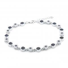 Silberarmband mit Saphiren und Zirkonien