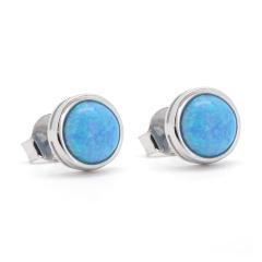 Silberne Ohrringe mit blauem Opal