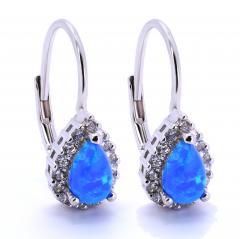 Silberne Ohrringe mit blauem Opal und Zirkonen