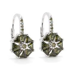 Silberne Ohrringe mit Chrysolith und Zirkonen