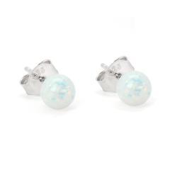 Silberohrringe mit weißem Opal 5mm