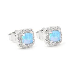 Silberne Ohrringe mit Opal und Zirkonen