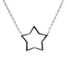Silberkette mit festem Sternornament mit Zirkonen