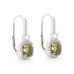 Silberne Ohrringe mit Chrysolith und Zirkonen