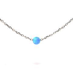 Silberne Perlenkette mit blauem Opal