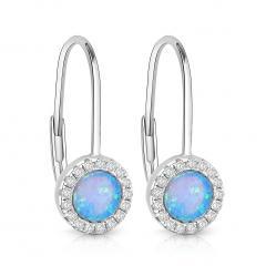 Silberne Ohrringe mit Opal und Zirkonen