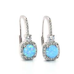 Silberne Ohrringe mit blauem Opal und Zirkonen