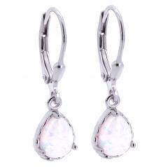 Silberne Ohrringe mit weißem Opal