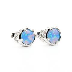 Silberne Ohrringe mit blauem Opal