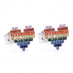 Silberohrringe REGENBOGENHERZ mit farbigen Zirkonia