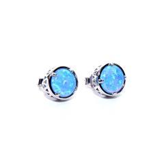 Silberne Ohrringe mit blauem Opal