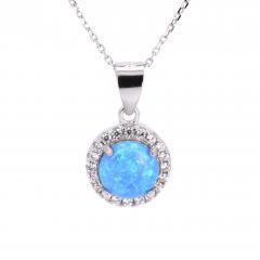 Silberanhänger mit blauem Opal und Zirkonen