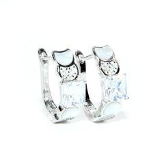 Silberohrringe mit Opal und Zirkonia