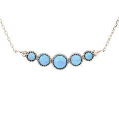 Silberkette mit festem Ornament mit blauem Opal