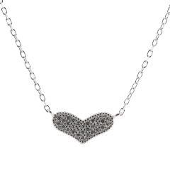 Silberkette mit festem Herzenornament mit Zirkonen