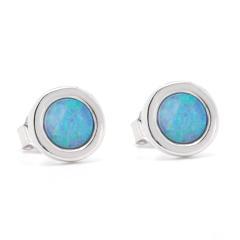 Silberne Ohrringe mit blauem Opal
