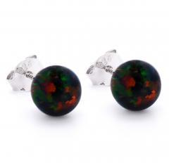 Silberohrringe mit schwarzem Opal 9mm