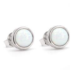 Silberne Ohrringe mit weißem Opal