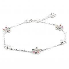 Silberarmband BLUMEN mit farbigen Zirkonien