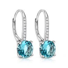 Silberne Ohrringe mit Aquamarin und Zirkonen