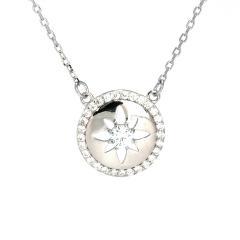 Silberne Kreiskette mit Zirkonien