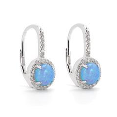 Silberne Ohrringe mit blauem Opal und Zirkonen