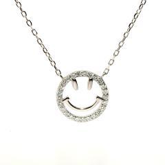 Silberne SMILEY-Kette mit Zirkonien