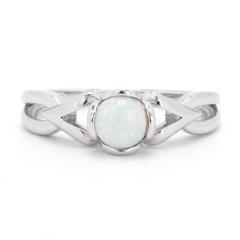 Silberring mit Zirkonen und weißem Opal