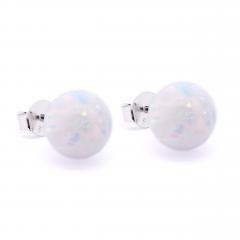 Silberohrringe mit weißem Opal 9mm