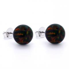 Silberohrringe mit schwarzem Opal 7mm