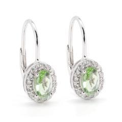 Silberne Ohrringe mit Chrysolith und Zirkonen