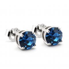 Silberne Ohrringe mit blauem Saphir