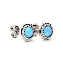 Silberne Ohrringe mit blauem Opal