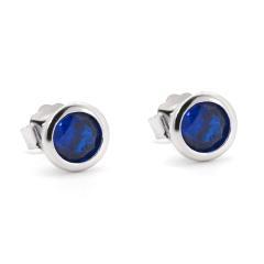 Silberne Ohrringe mit blauem Saphir